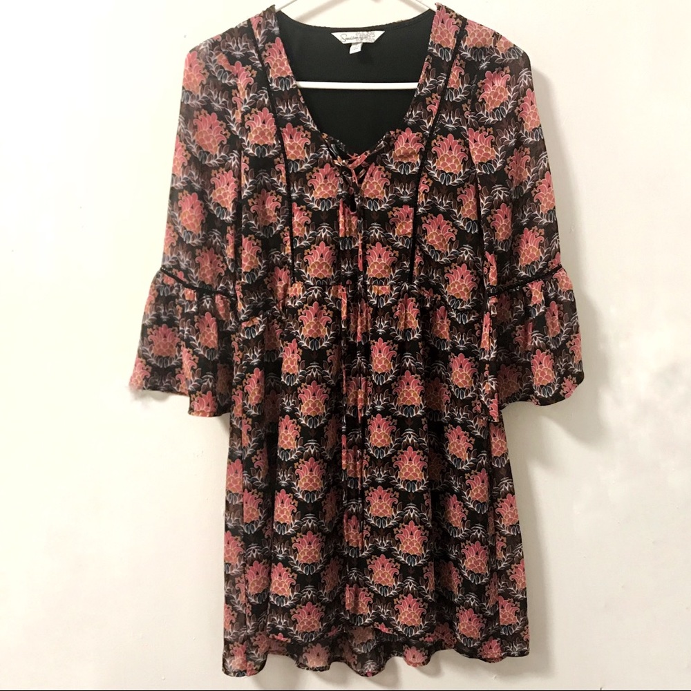 Long Sleeved Floral Print Dress